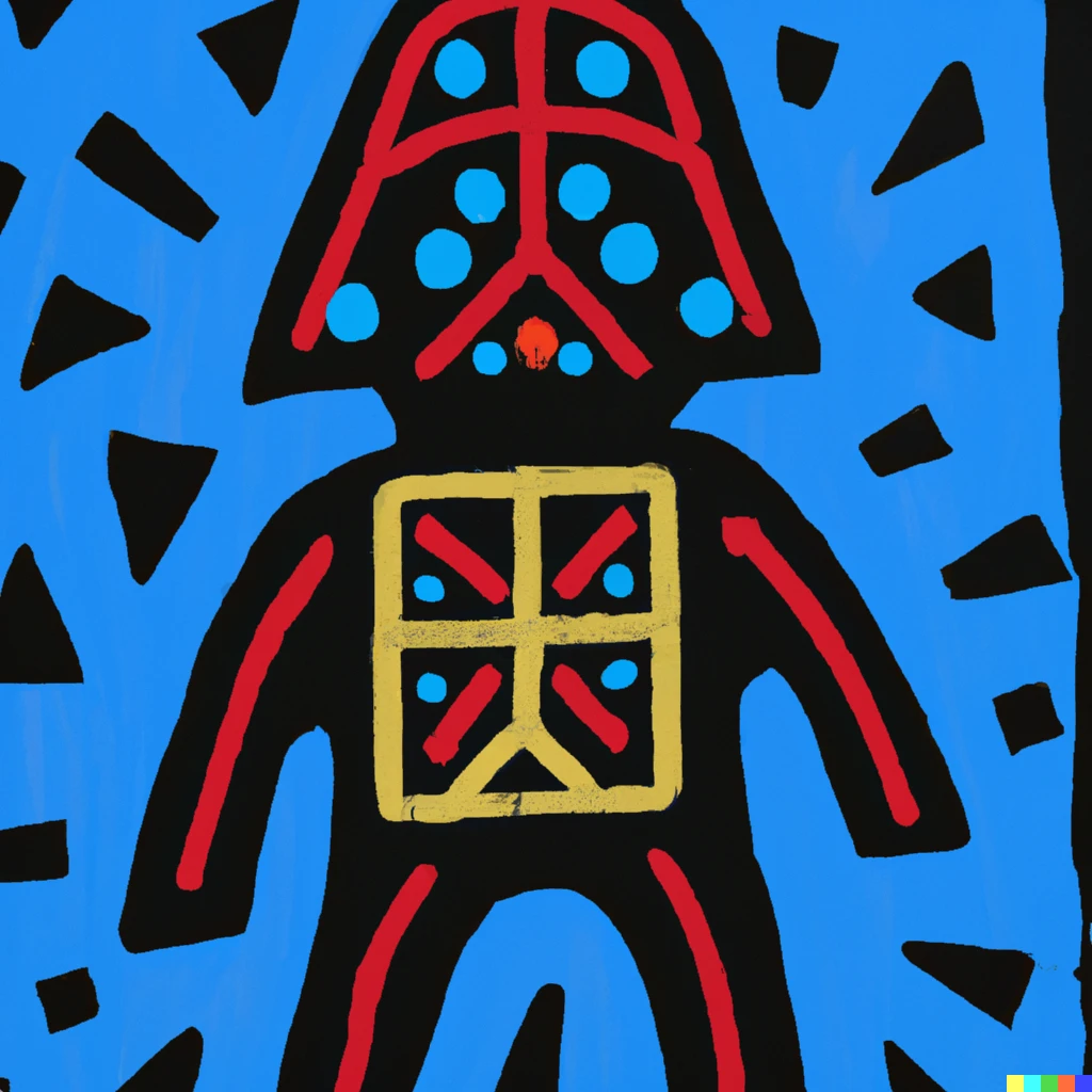 Prompt: painting of darth vader in the style of keith haring