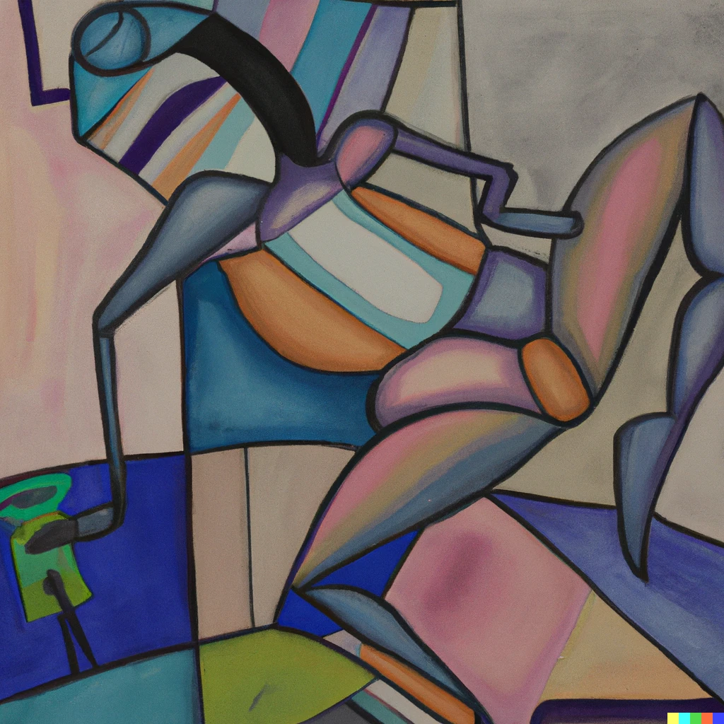 Prompt: a picasso cubist painting of “a human-sized  insect waking up in a person’s bed”