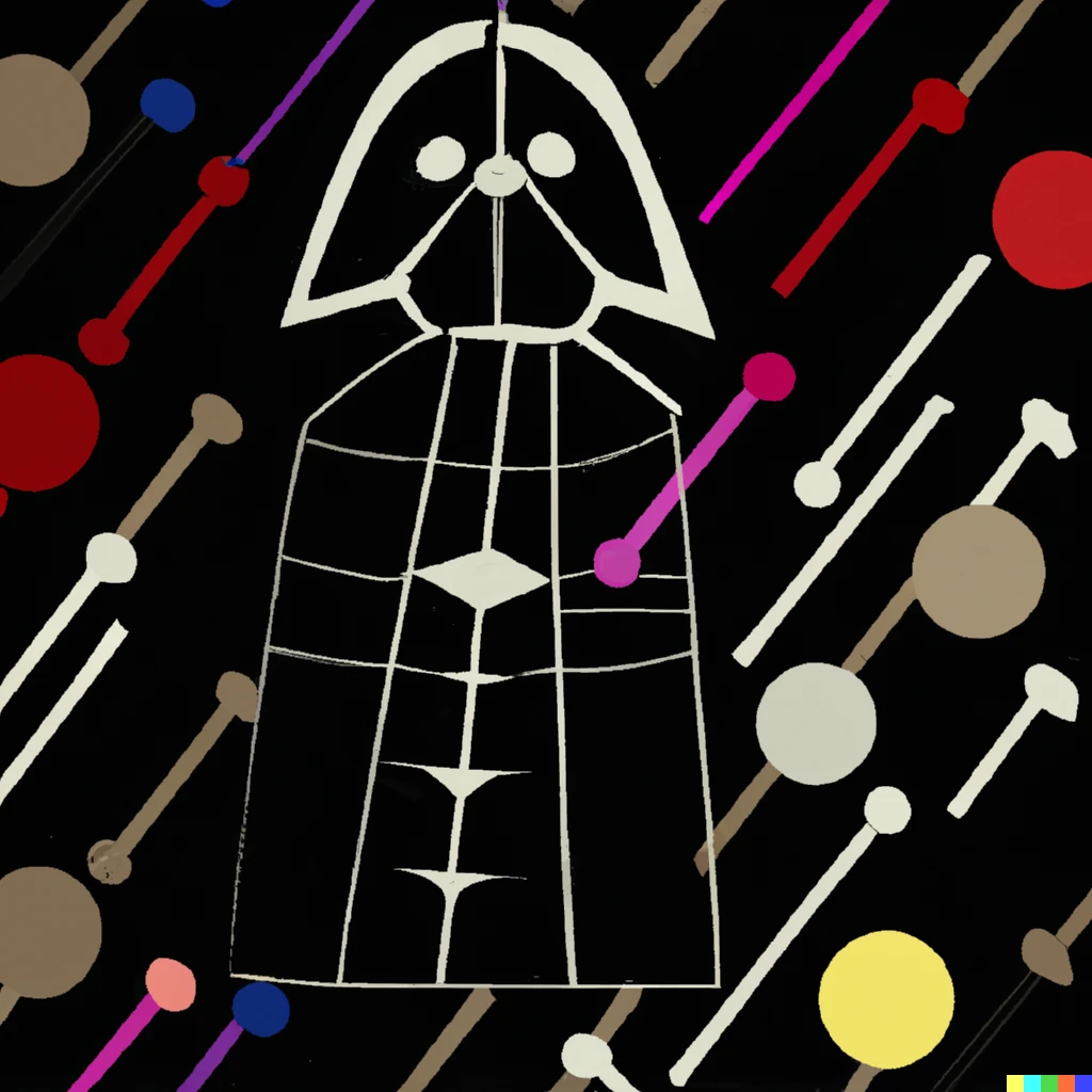 Prompt: fabric pattern by kandinsky with the theme of darth vader
