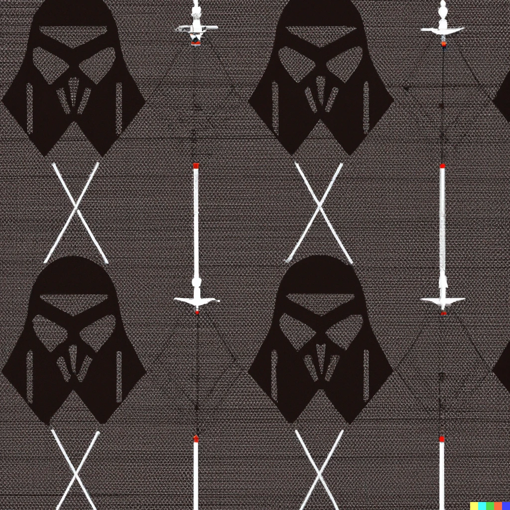 Prompt: fabric pattern by tatlin with the theme of darth vader