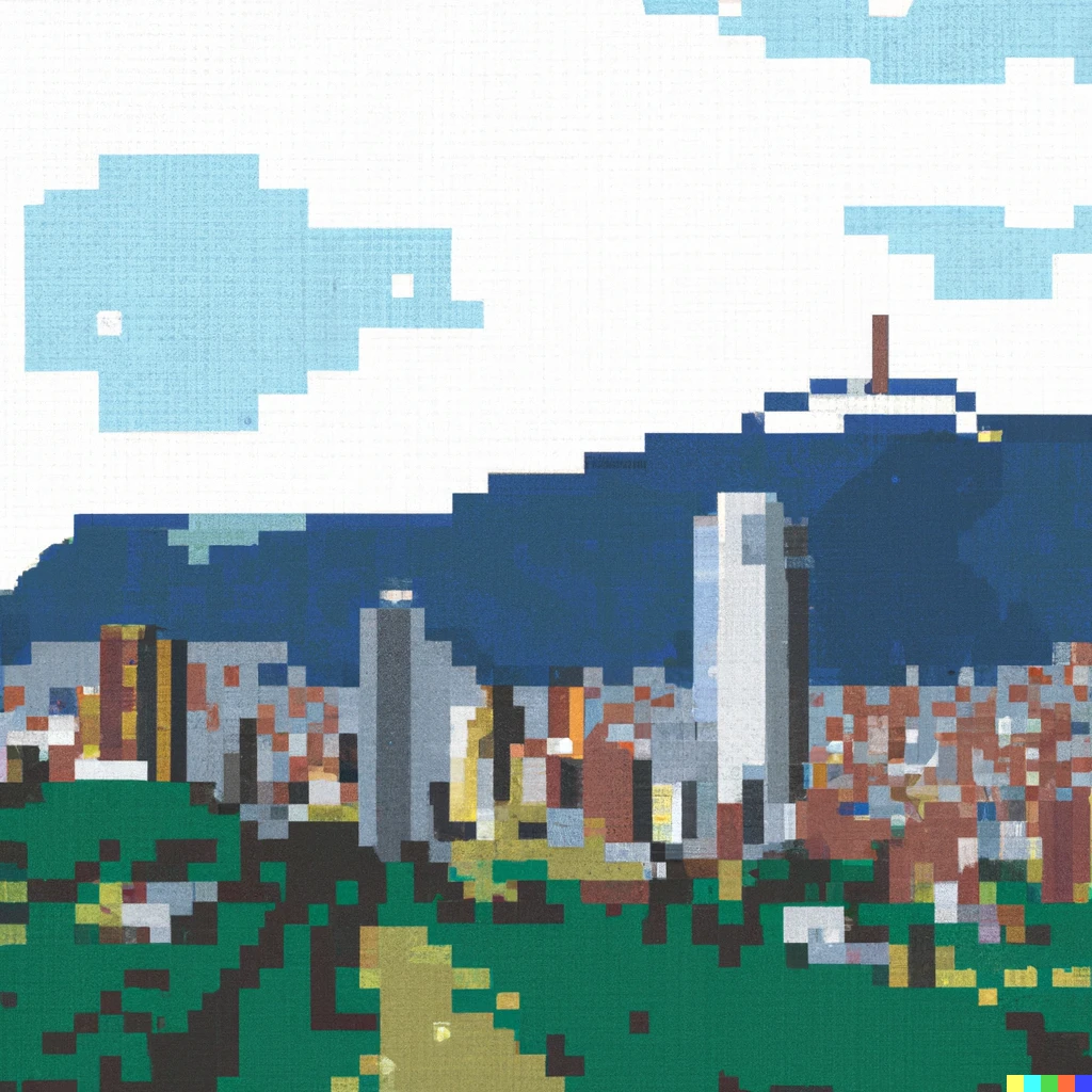 Prompt: Bogota Colombia landscape painted in pixel art