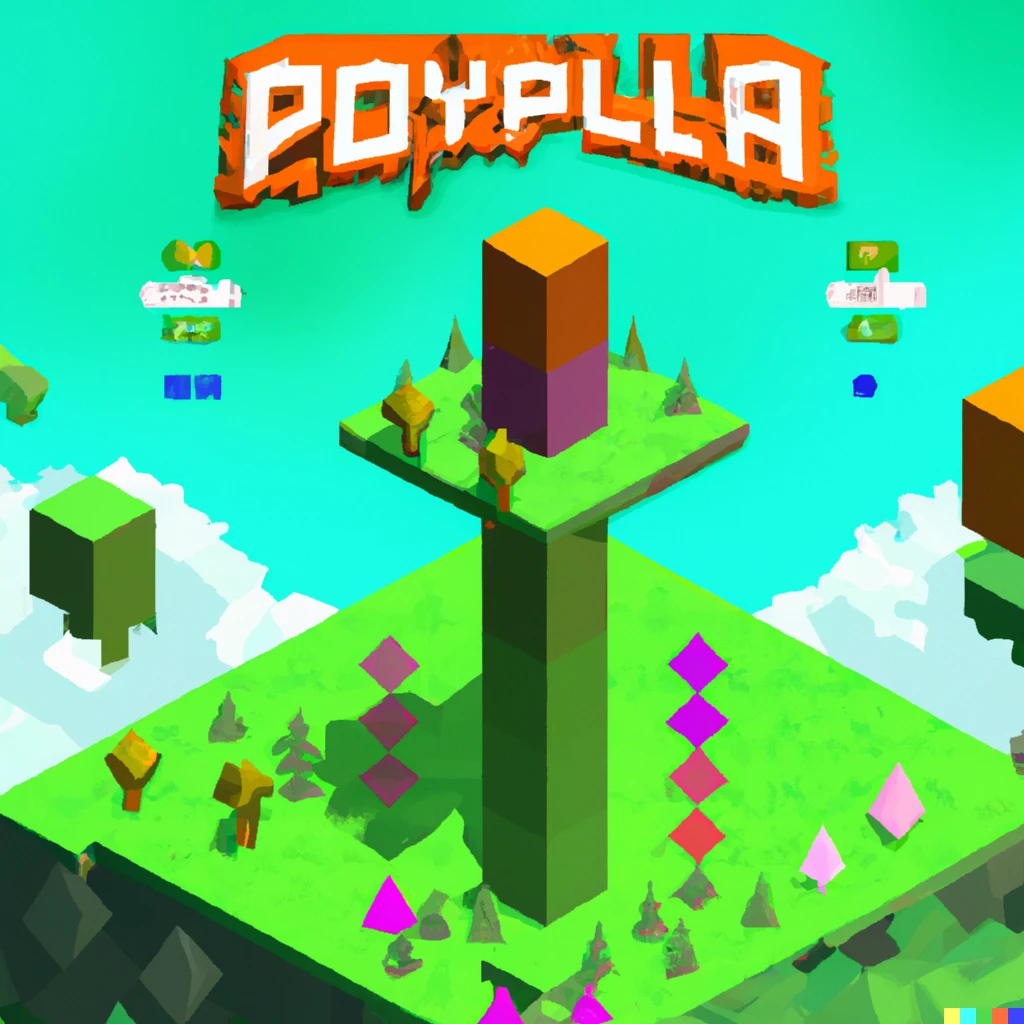 Prompt: a game of polytopia, the bright and cartoony voxel turn based strategy mobile game ui, three tribes are visible and the rest of the map is hidden by the fog of war low-poly voxel adventure game polytopia