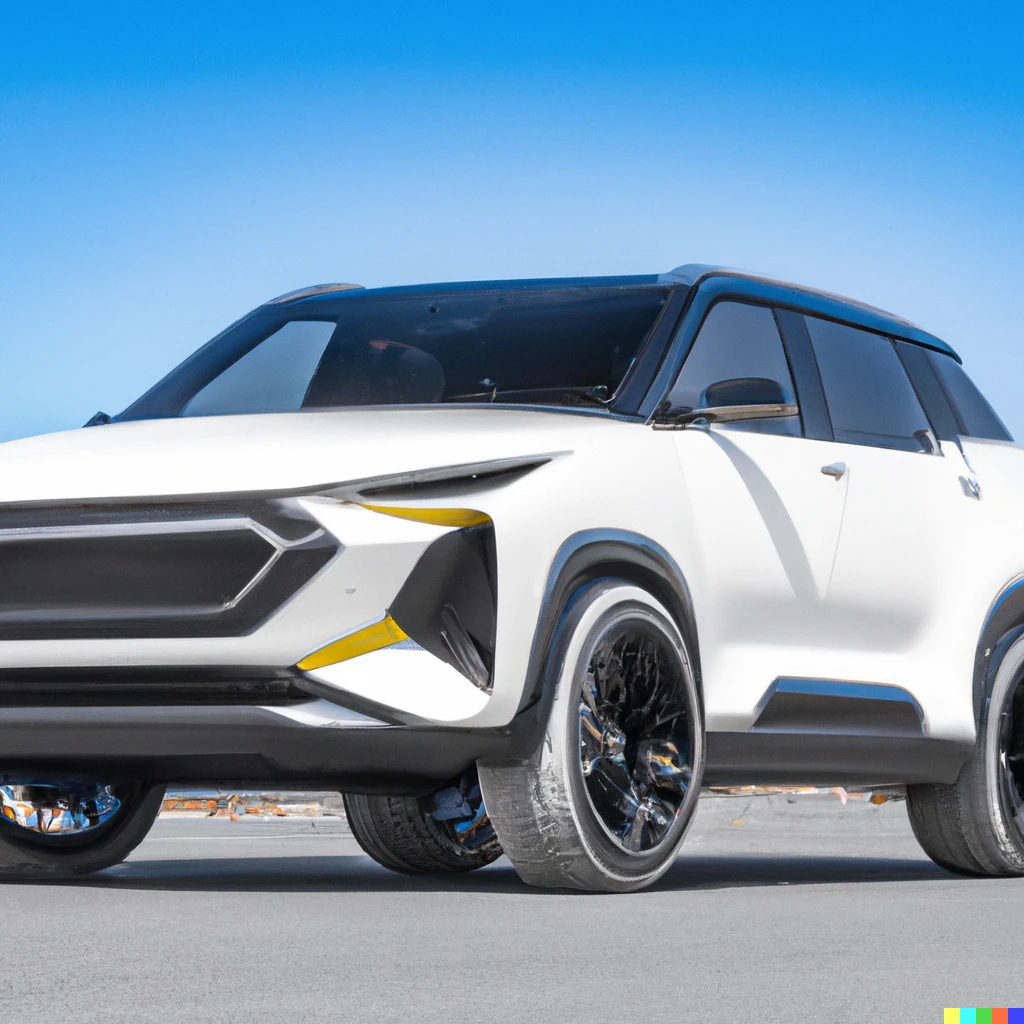 Prompt: An electric SUV that runs at 200km/h with white 20-inch tires