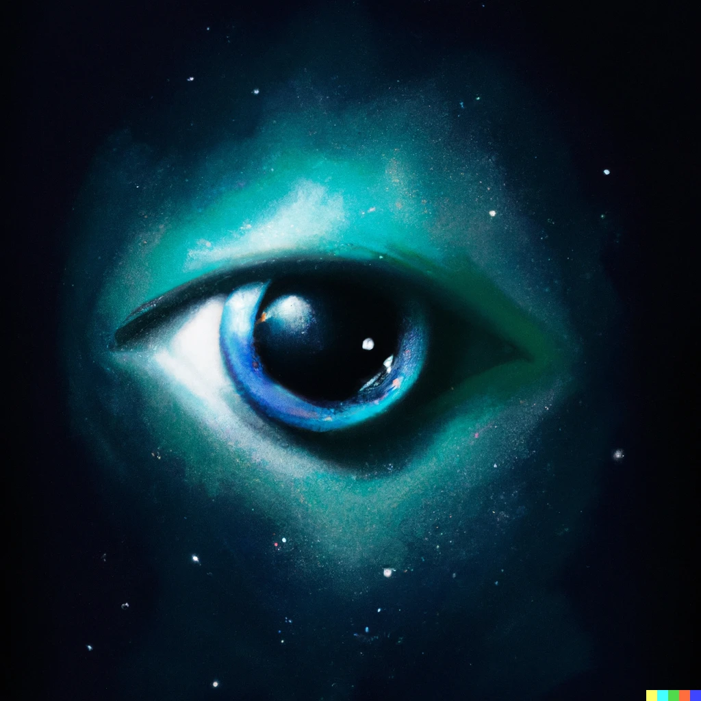 Prompt: digital art, an eyeball that is also a galaxy
