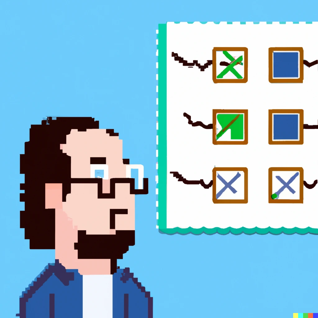 Prompt: a product manager try to understand consensus algorithms as pixel art