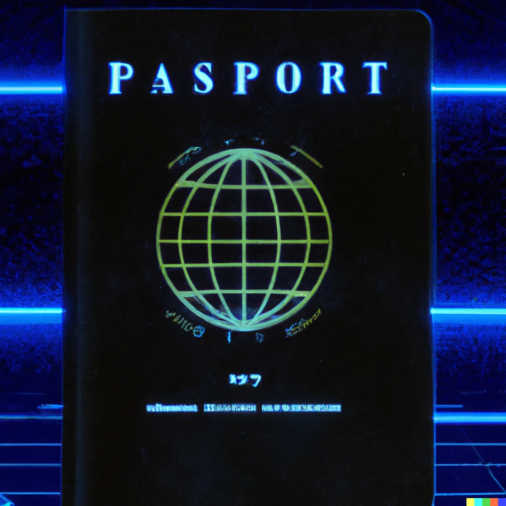 Prompt: A cyber Planetary Passport, digital art