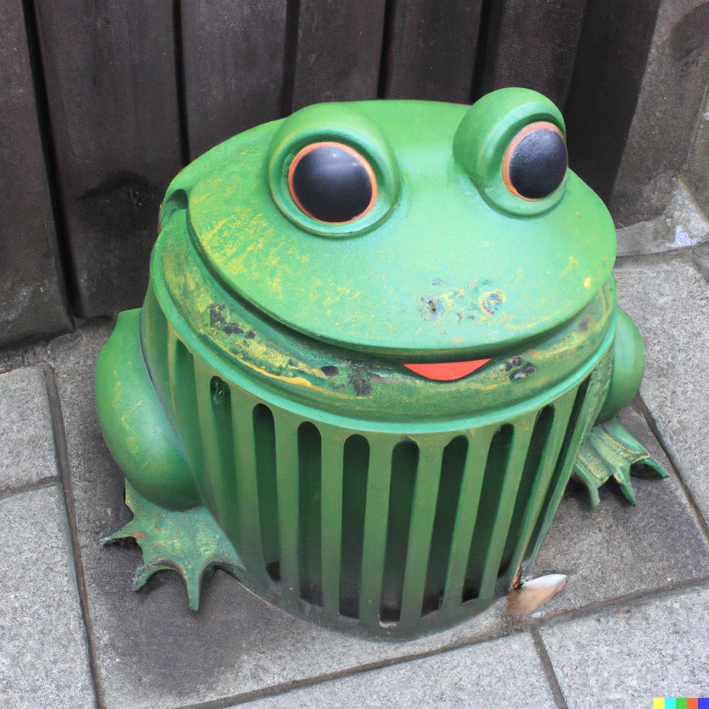Prompt: a toad-shaped dustbin