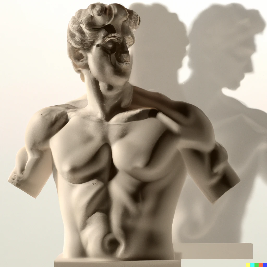 Prompt: 3D render millenial adult as a marble greek god statue sculpture by Michelangelo 