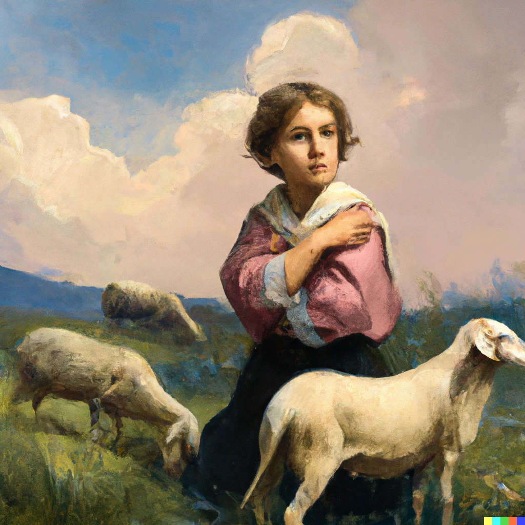 Prompt: " a young shearpard in the country" bye william adolphe bouguereau