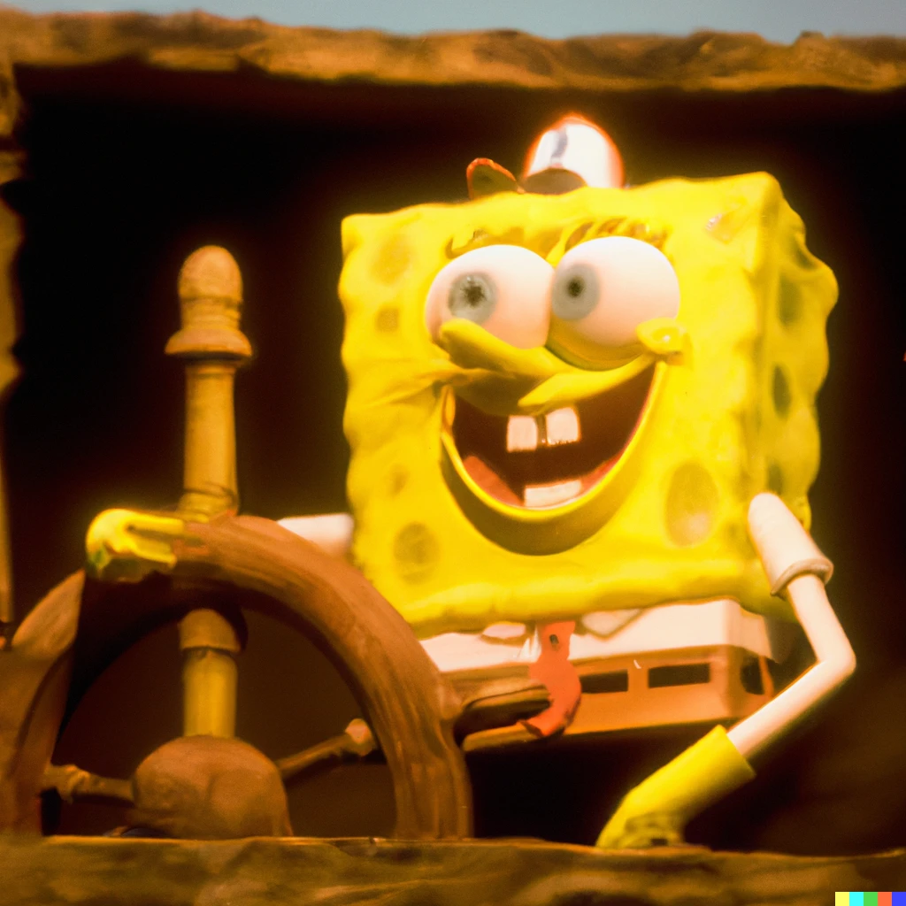 Prompt: A still of SpongeBob SquarePants in Pirates of the Caribbean