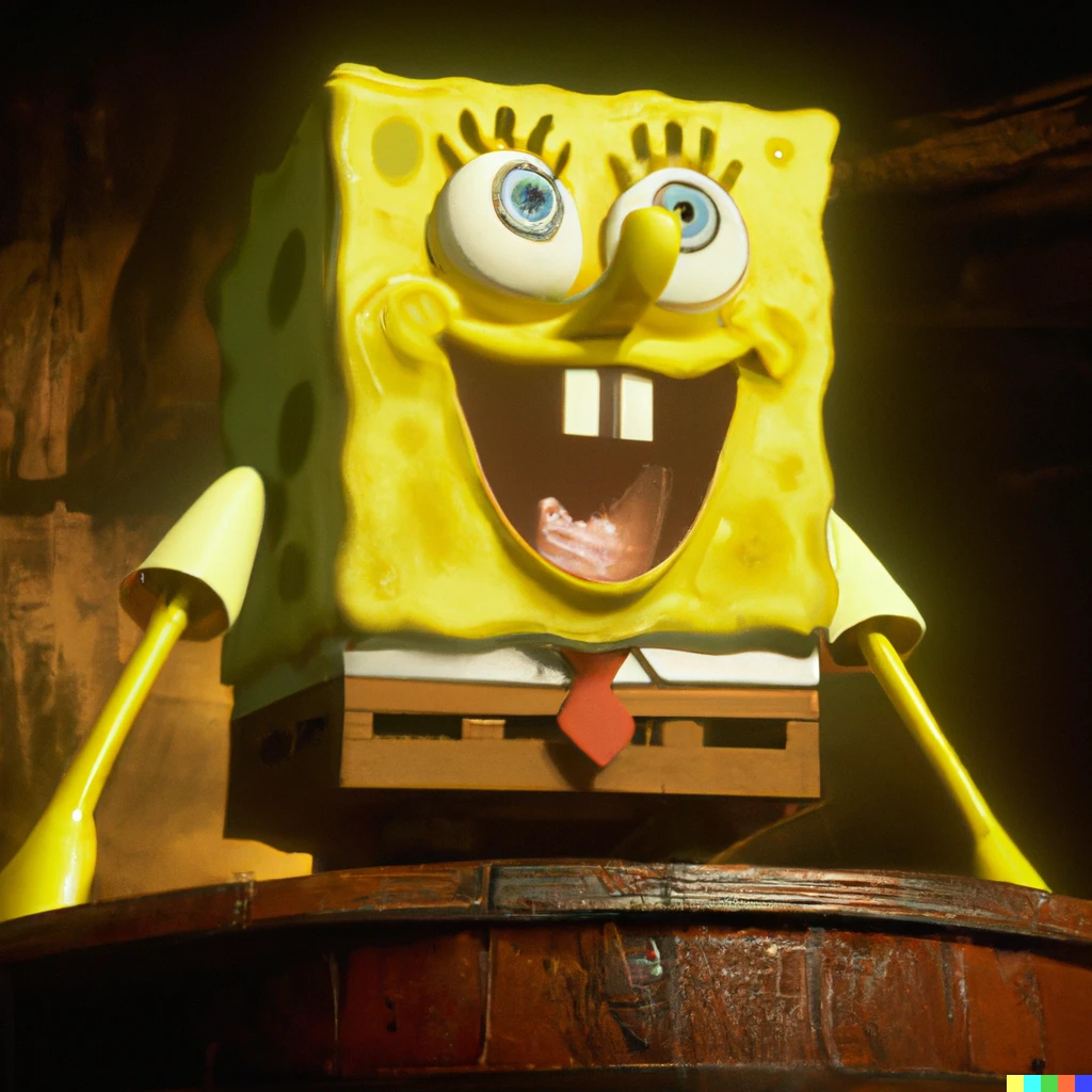 Prompt: A still of SpongeBob SquarePants in Pirates of the Caribbean
