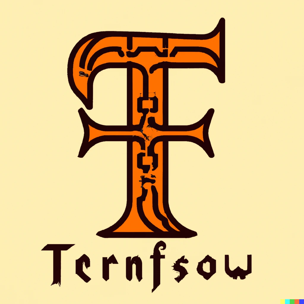 Prompt: Orange tinted letters T and F forming the TensorFlow logo drawn by Junji Ito