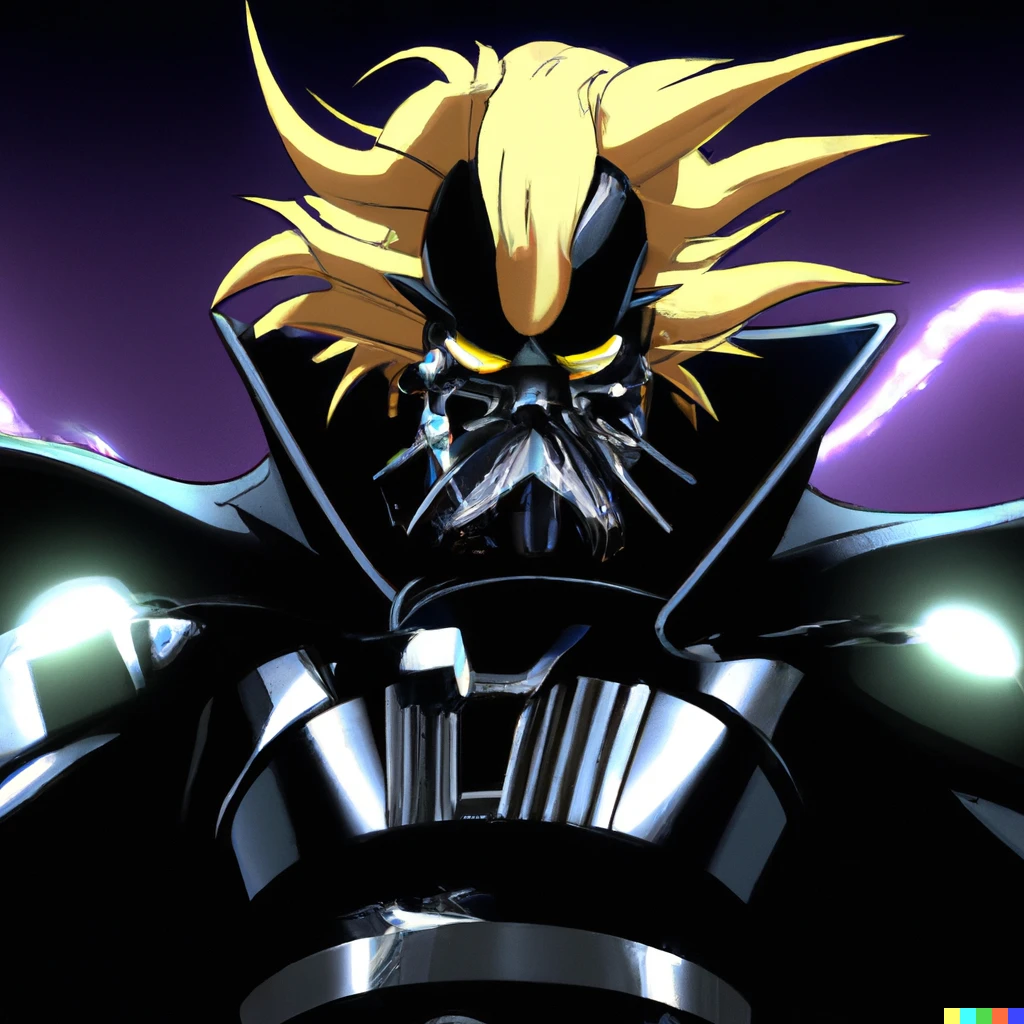 Prompt: Darth vader super sayan transformation, exciting still from the anime produced by Pierrot