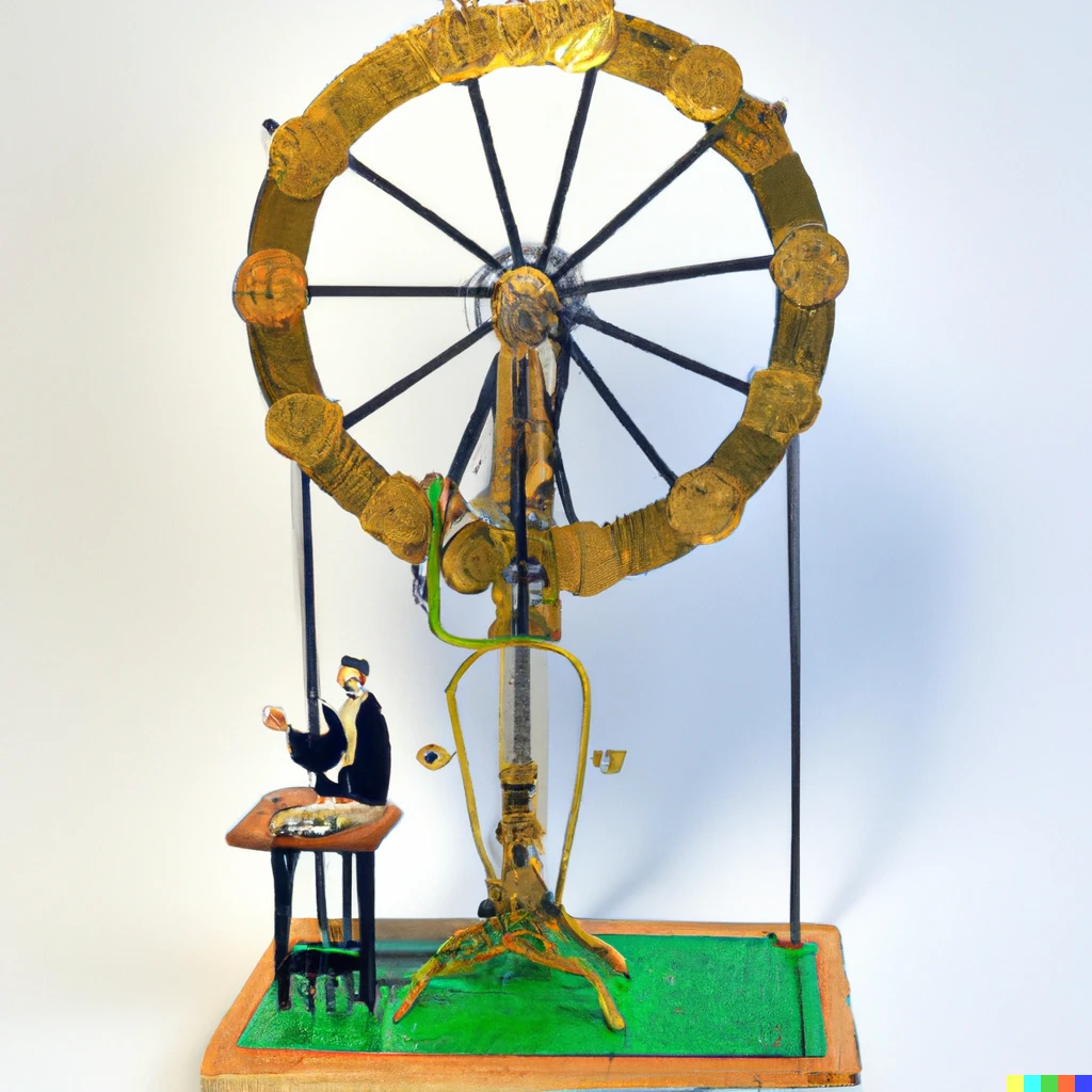 Prompt: A coin operated mechanical turk that draws picture, design schematics drawn by Gustav Eiffel