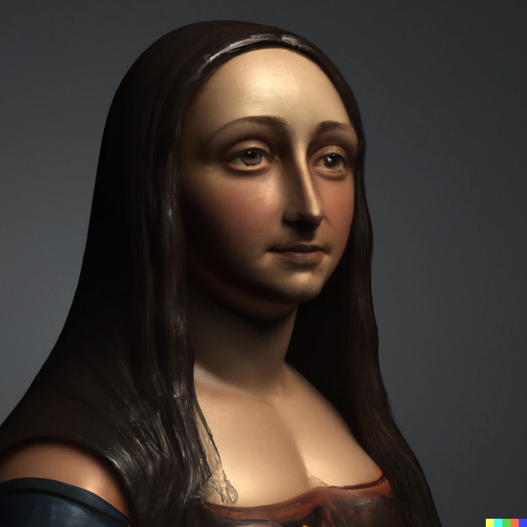Prompt: Mona Lisa, 3D, digital art