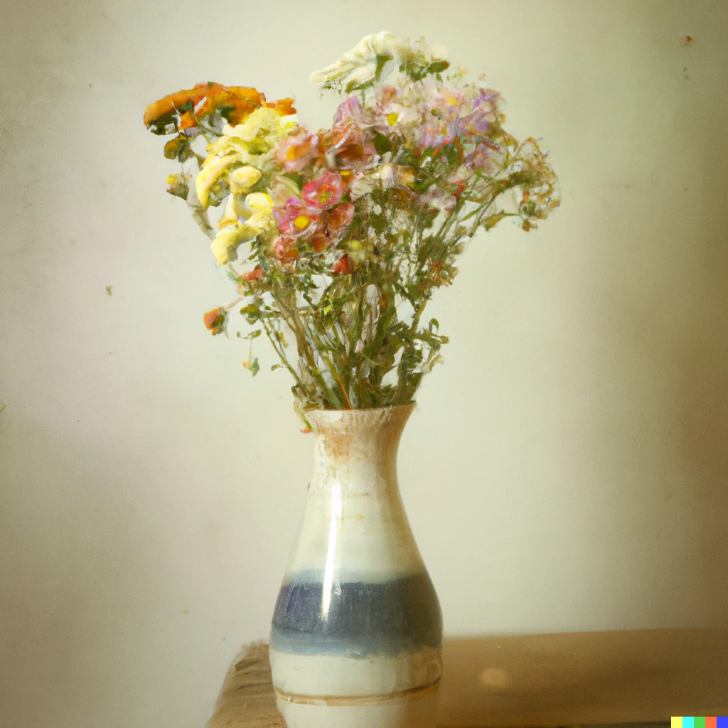 Prompt: A photograph of vase with flowers |889