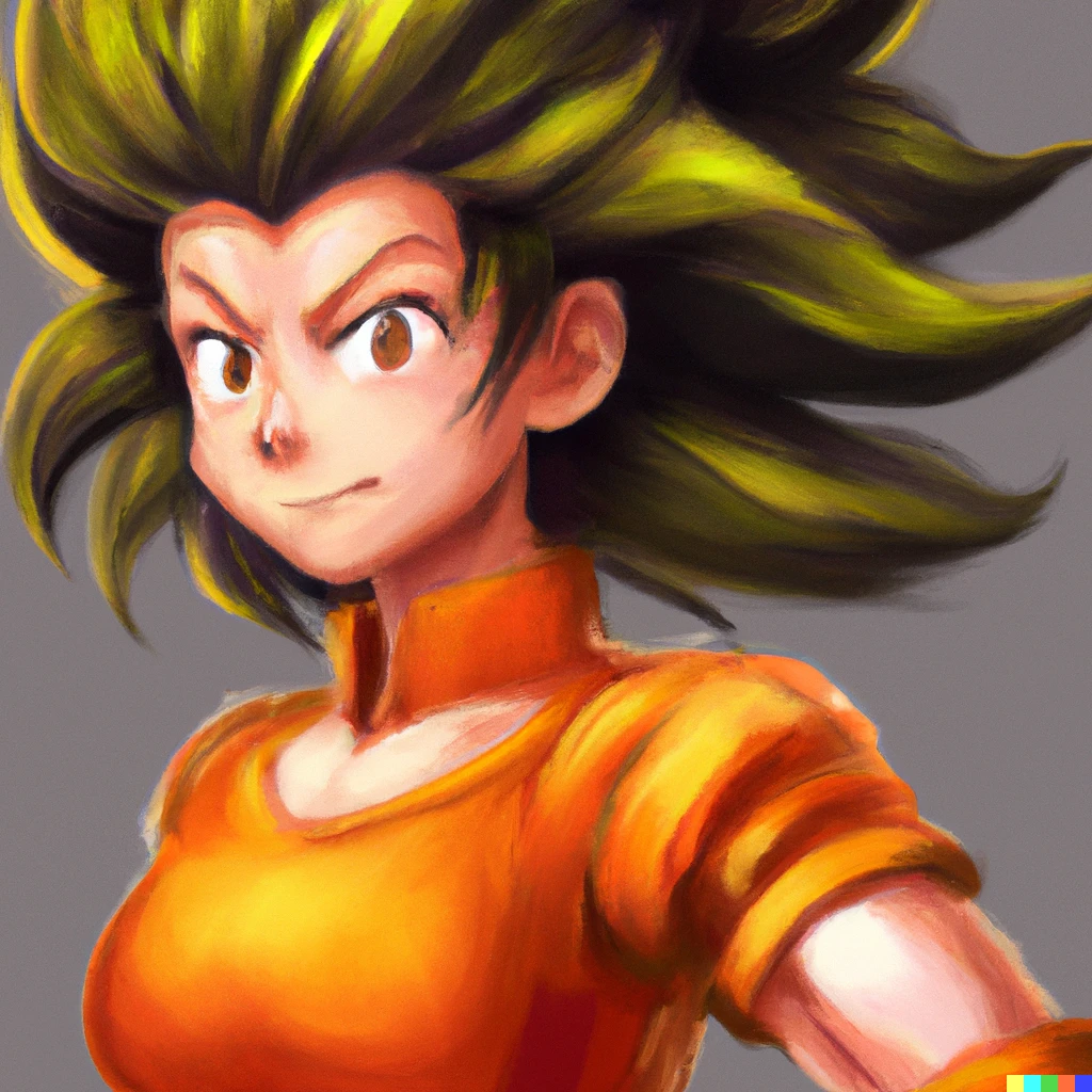 Prompt: Son Goku as a female, digital art