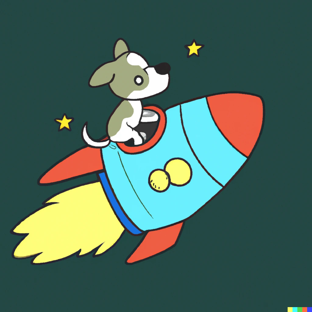 Prompt: A dog riding a rocket in space