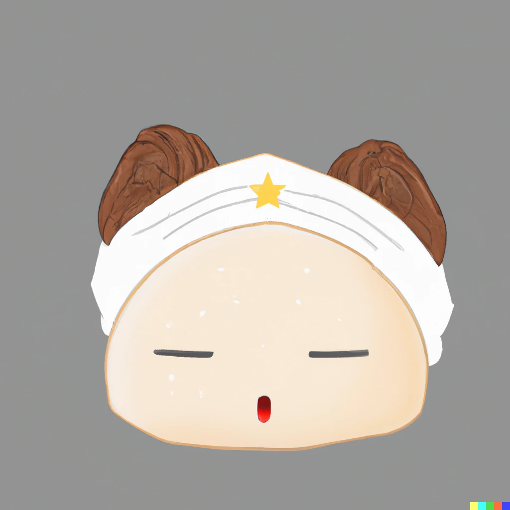 Prompt: animated bao bun with princess Leia buns