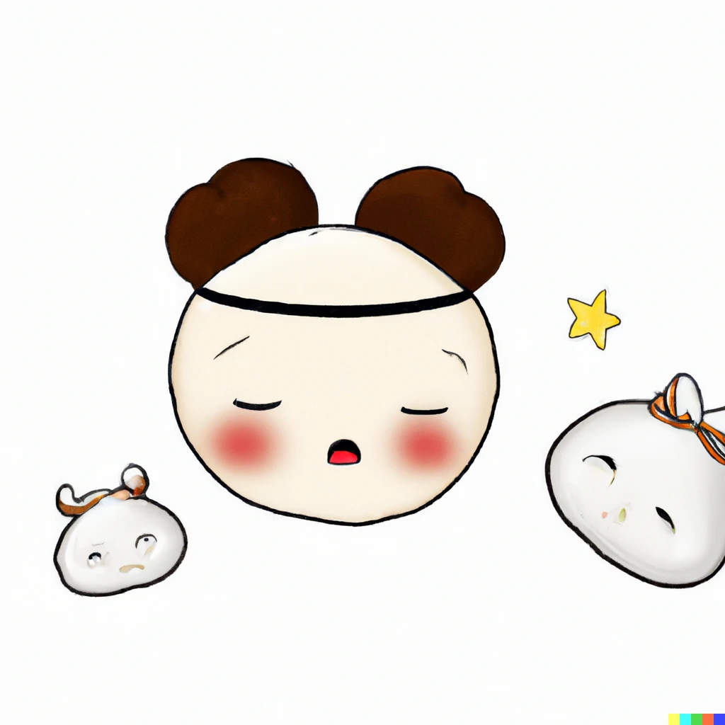Prompt: animated bao bun with princess Leia buns