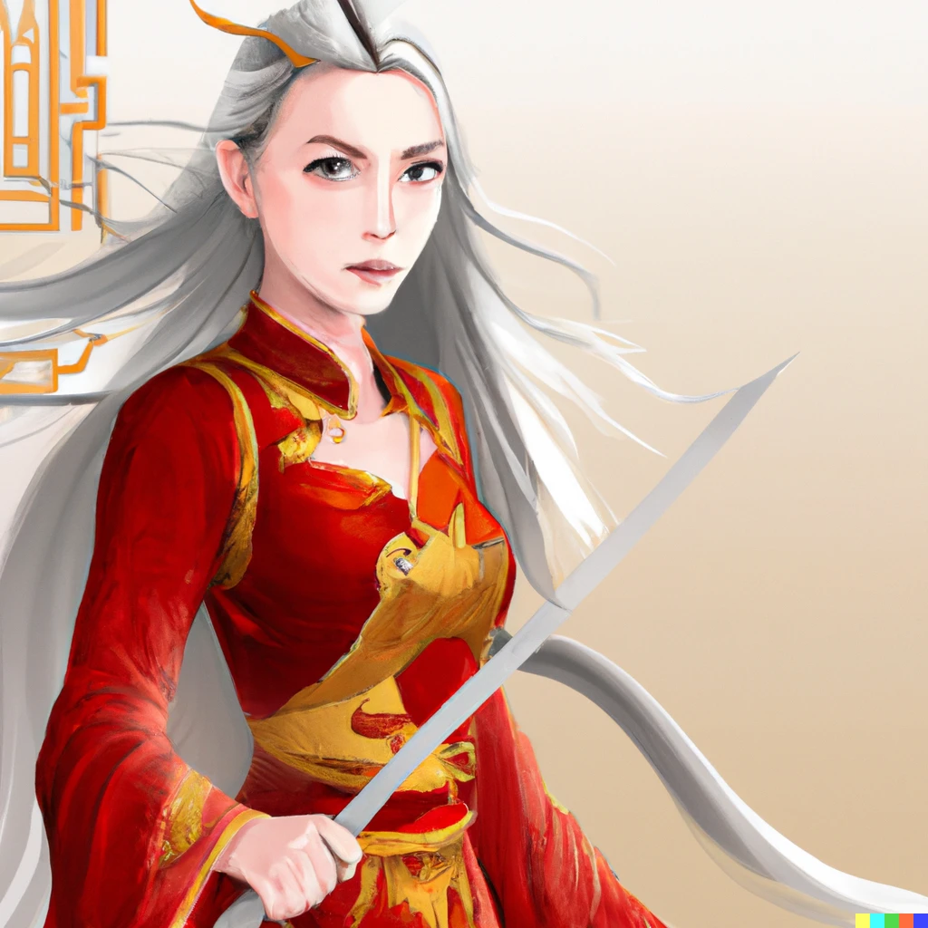 Prompt: Daenerys Targaryen wearing combination of Qin and Targaryen dress