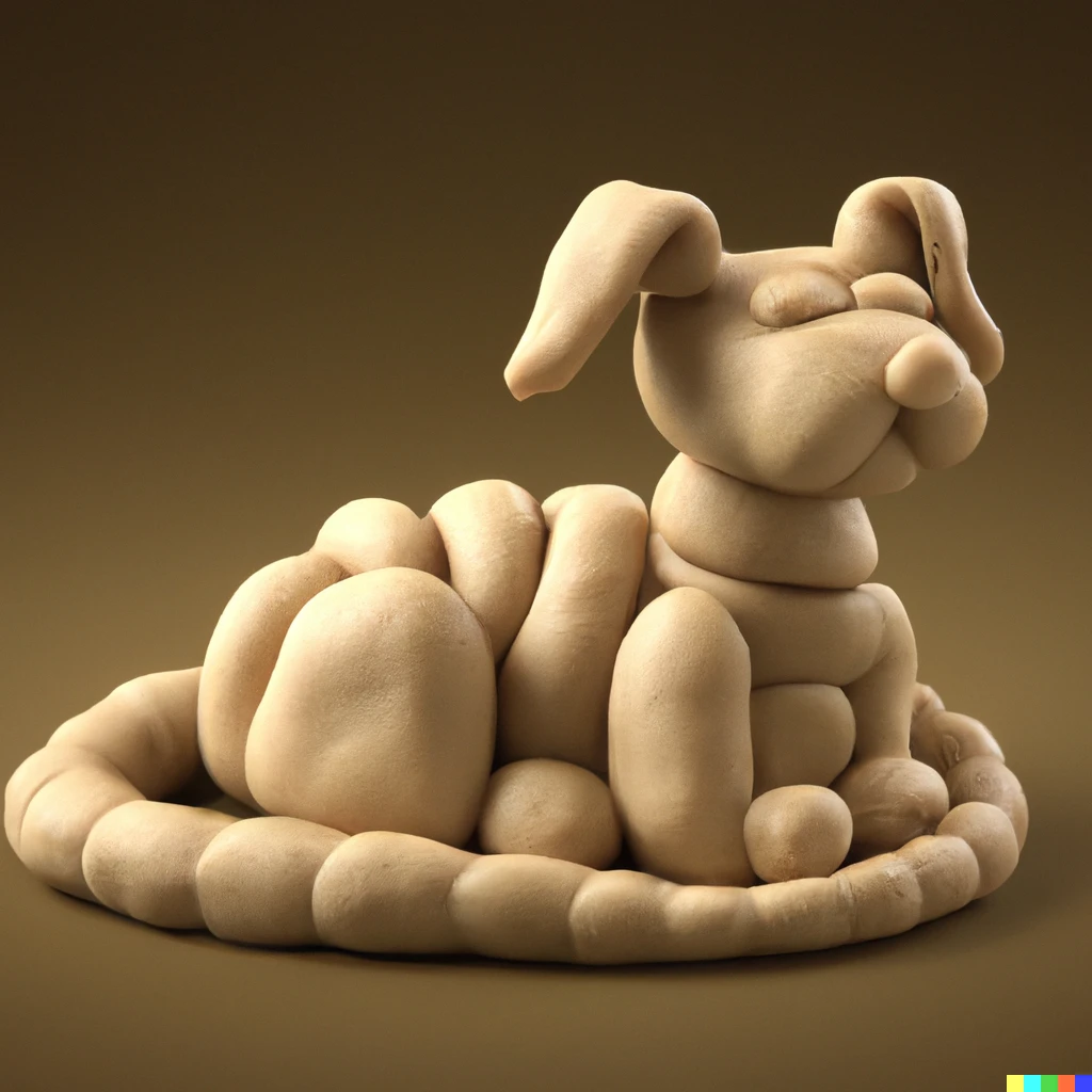 Prompt: A dog made of dough, digital art