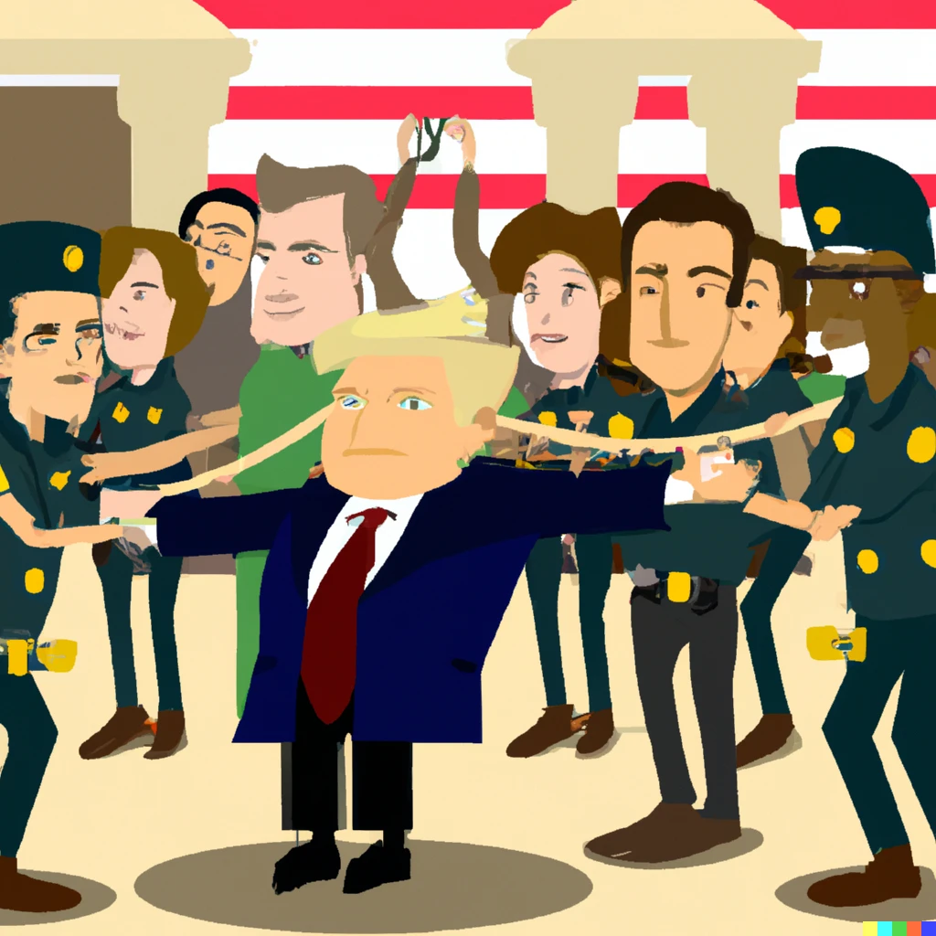 Prompt: President being arrested by the citizens of the United States of America