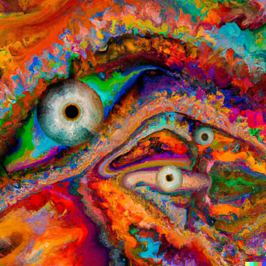 Prompt: "An abstract impressionist view of the brain through the lens of an alien's eyes high resolution vibrant color spectrum derezzed painted by an extraterrestrial with synesthesia"