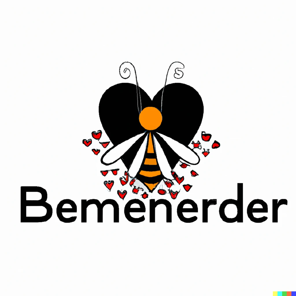 Prompt: the beeminder logo surrounded by hearts