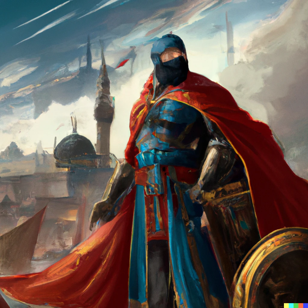 Prompt: superman in the ottoman empire, digital painting, trending on art station