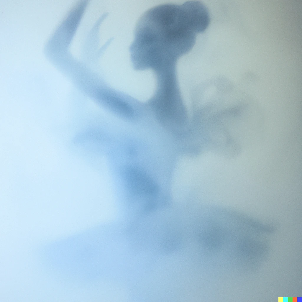 Prompt: a ballerina made of smoke fog and vapour high details painting