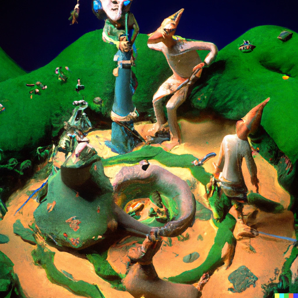 Prompt: hieronymus bosch garden of earthly delights claymation