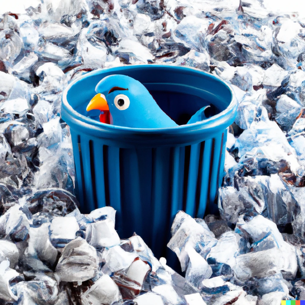 Prompt: twitter in the trash