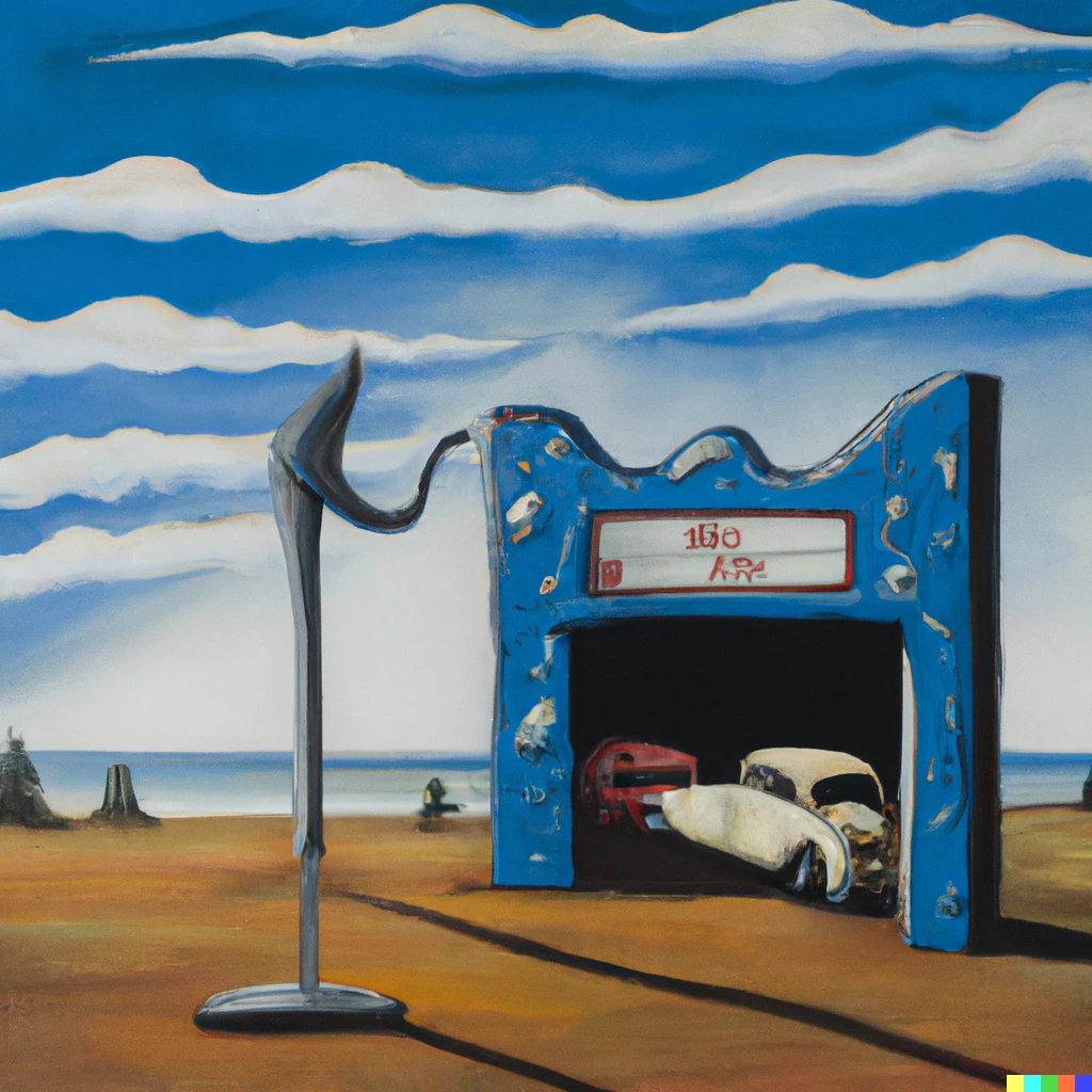 Prompt: A DALI PAINTING OF A DRIVE-IN MOVIE THEATER