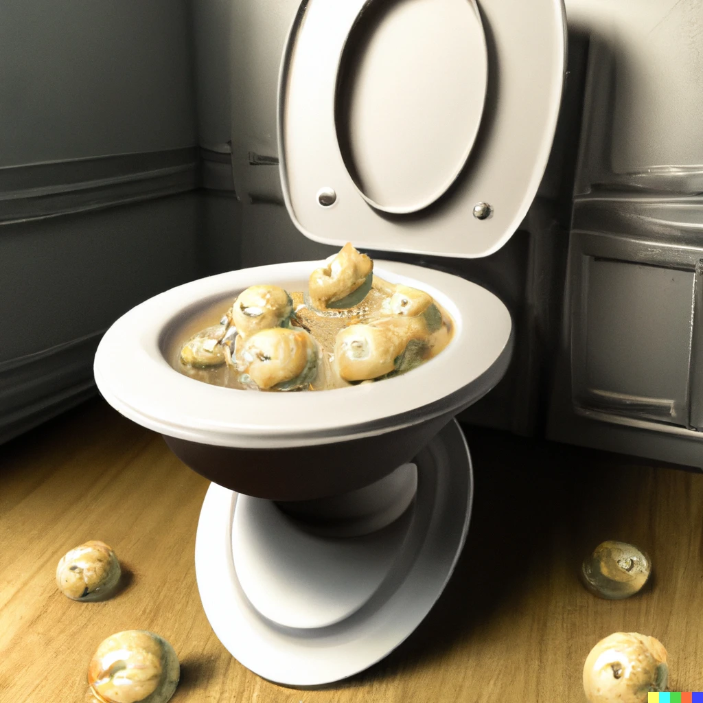 Prompt: A toilet with Alcubierre drive so one can always claim own's dumplings were already there conceptual digital art