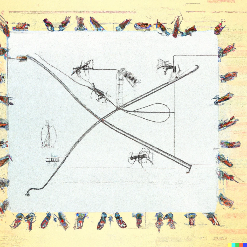 Prompt: Dozens of surreal bugs with thin big antennas doing bobsleigh lying on their backs on a Cynefin framework diagram 