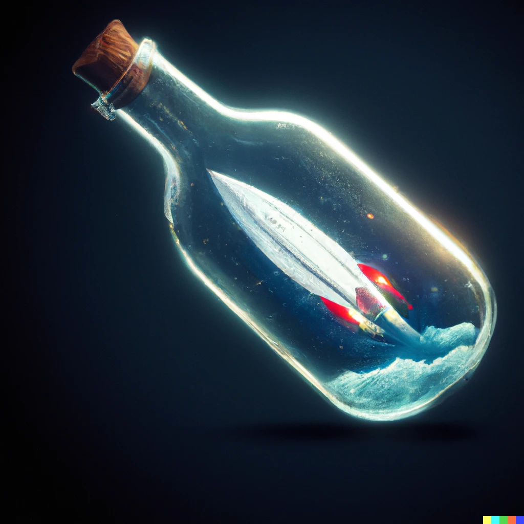 Prompt: Spaceship in a bottle, digital art.