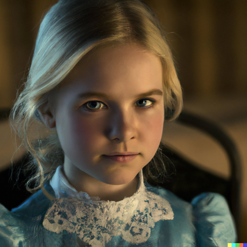 Bruno × DALL·E 2 | Still of 10yo blonde, blue eyed girl with round face ...