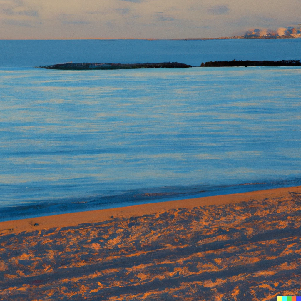 Prompt: Last picture of a sand beach, in the morning, at Cannes, France, impressionist style