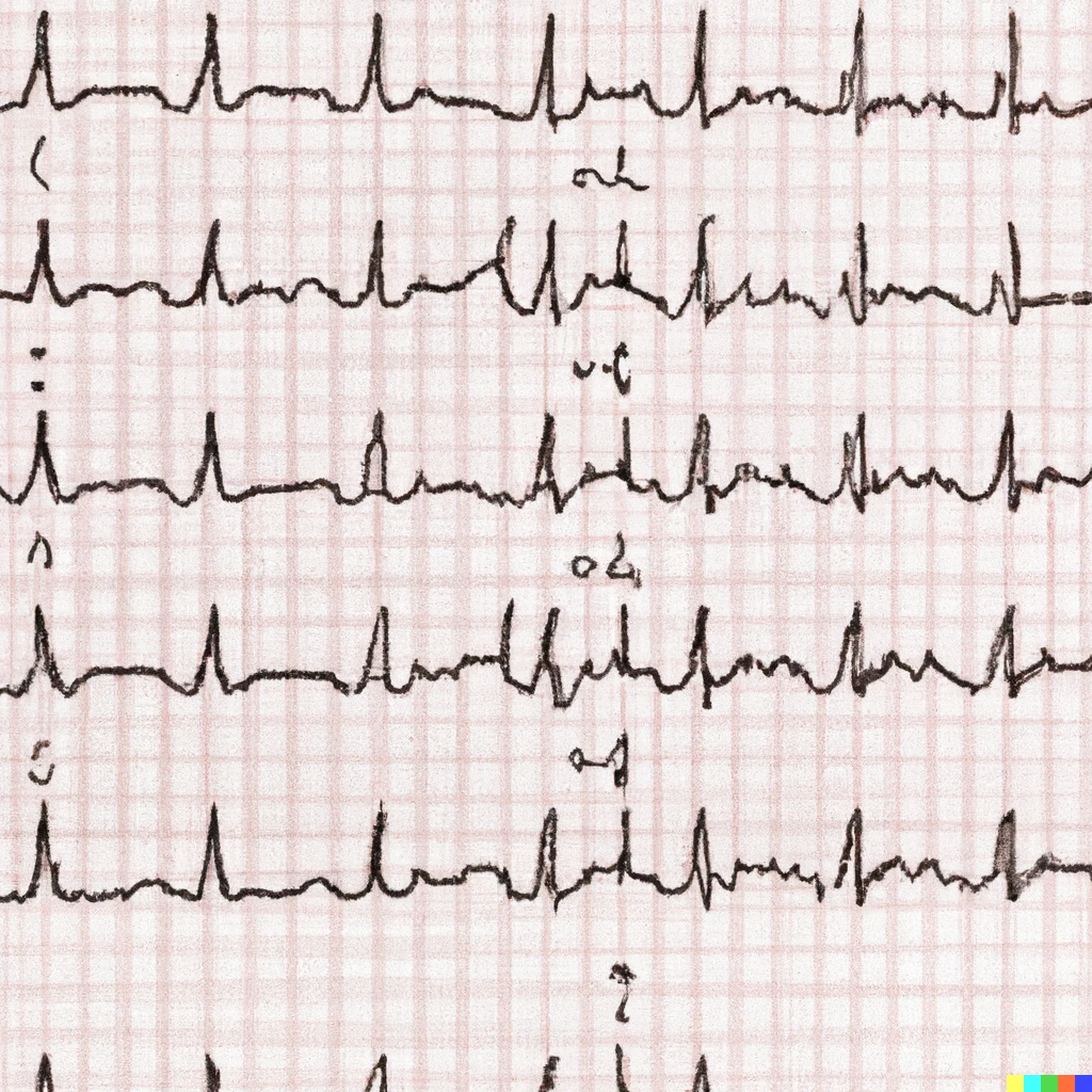 Prompt: A detailed 12 lead EKG showing atrial fibrillation 