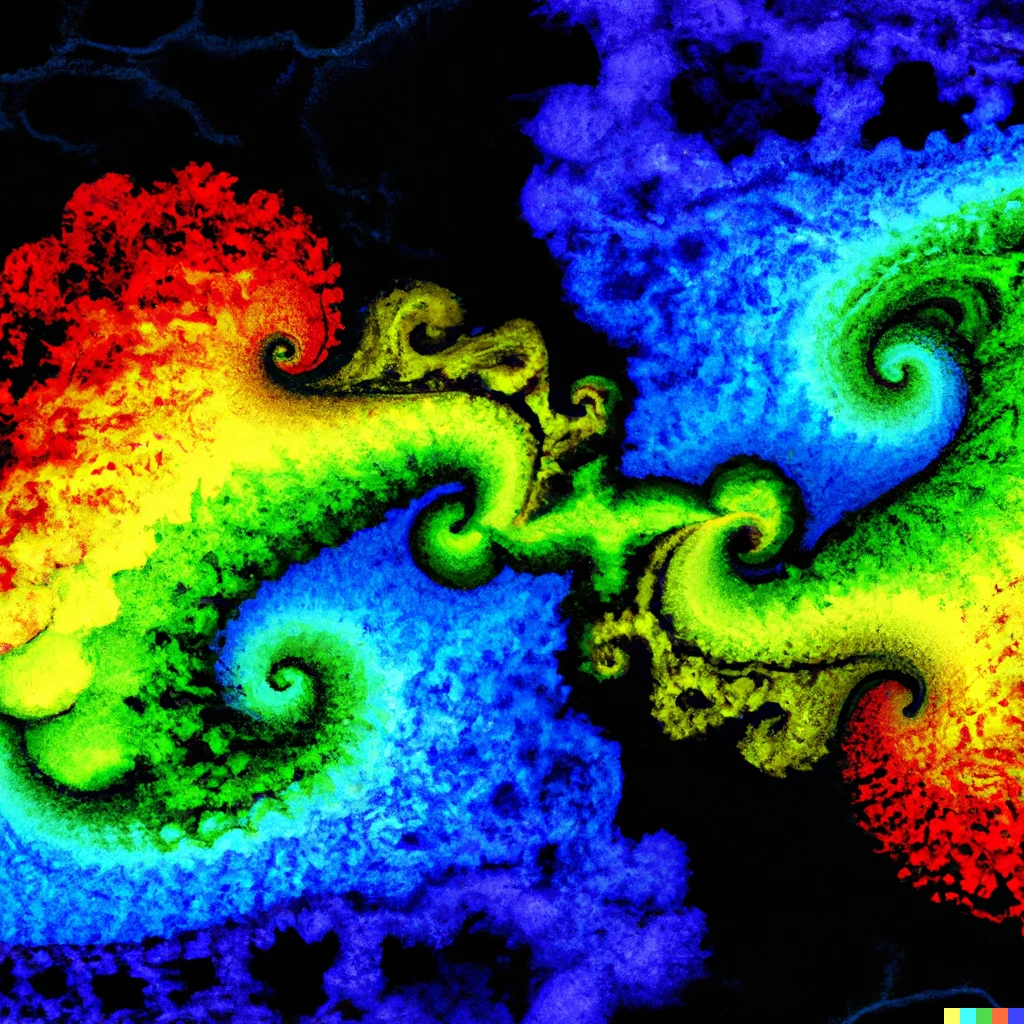 Prompt: rainbow clouds, fractal art