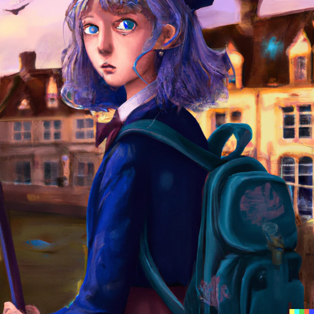 Prompt: magical girl in Oxford, digital art, trending on artstation 