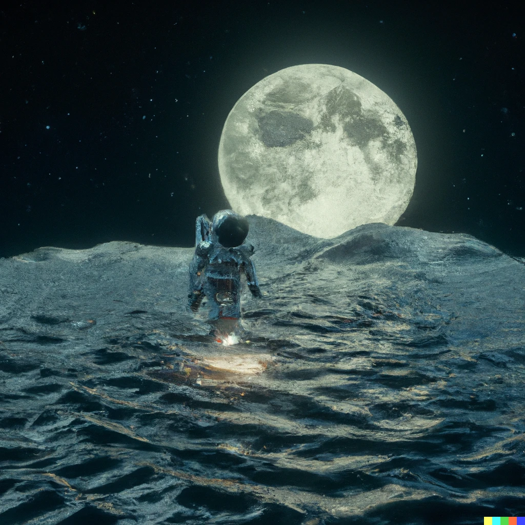 Prompt: astronaut swimming on moon , digital art