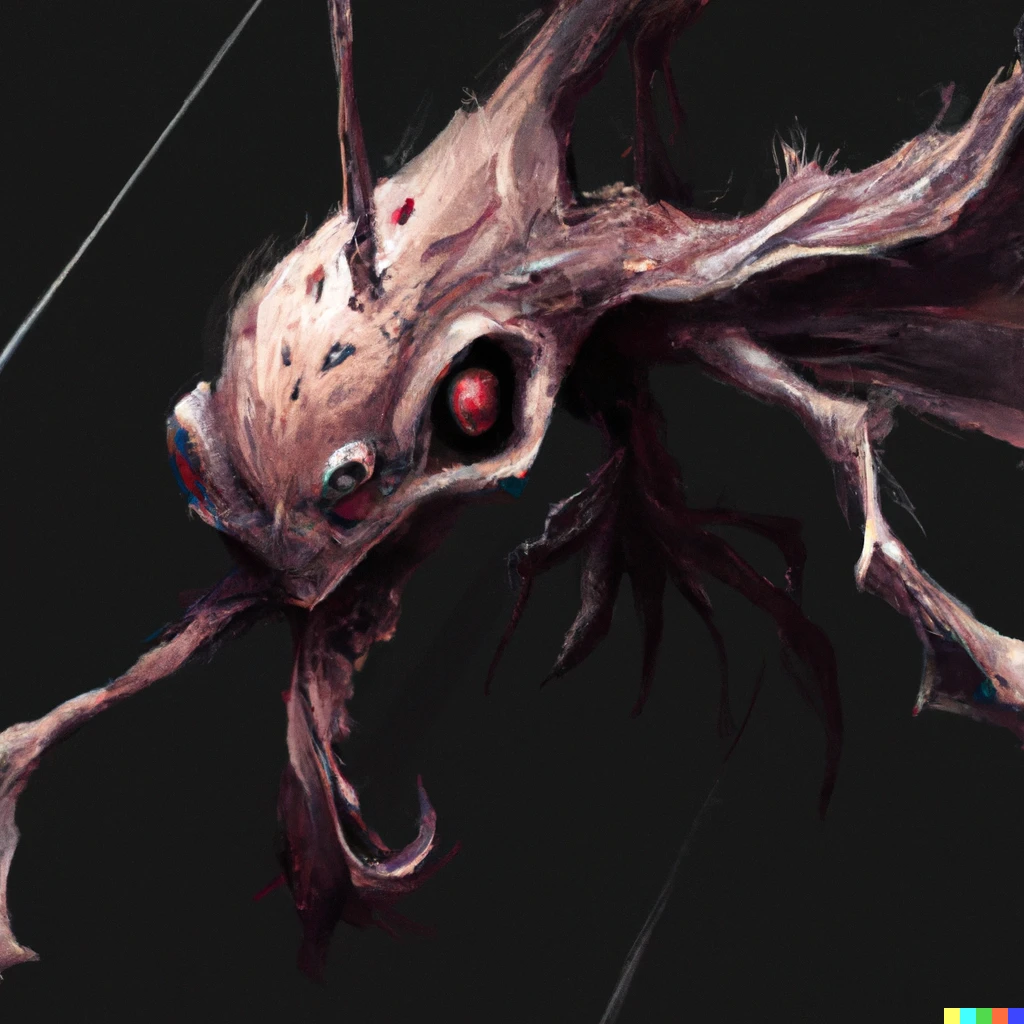 Prompt: An uncompressible monster with razor appendages lurking in shadows, artstation