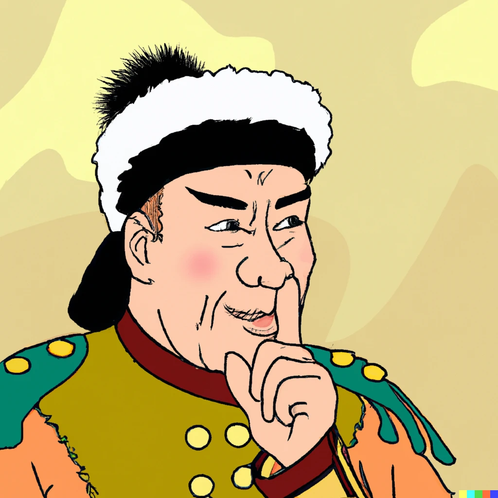 Prompt: Genghis Khan picks his nose