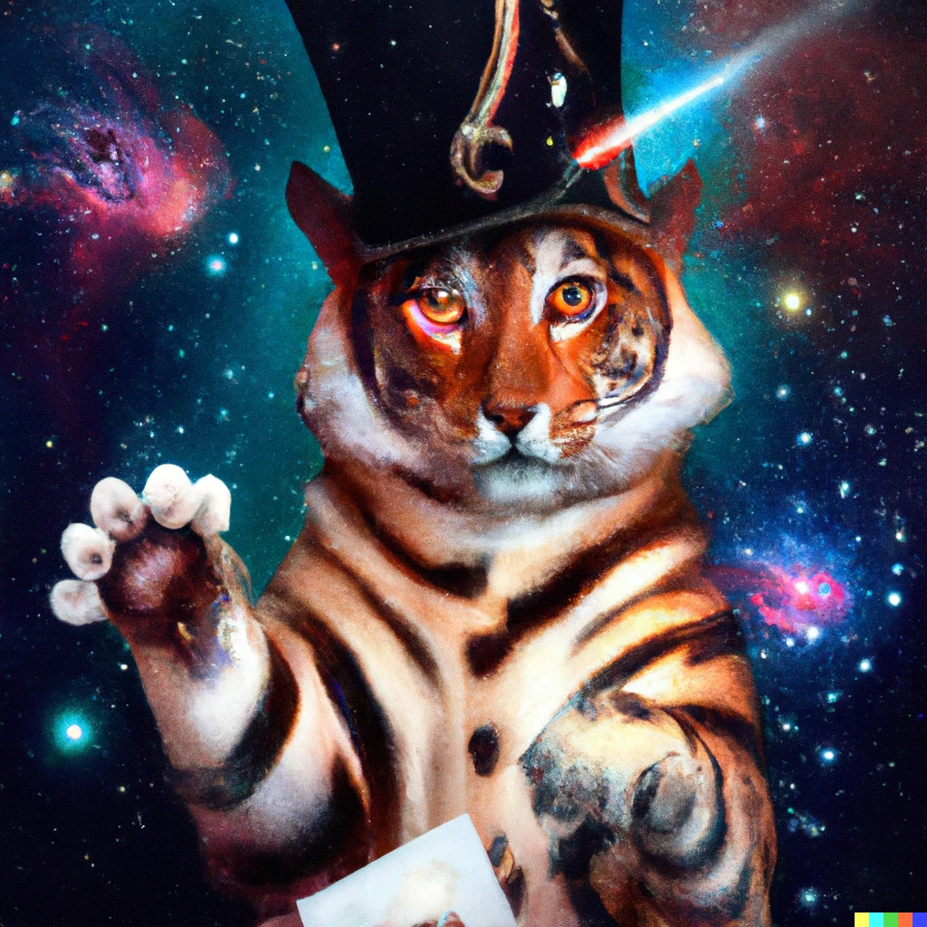 Prompt: A Catfolk bengal tiger is an arcane magician, epic fantasy