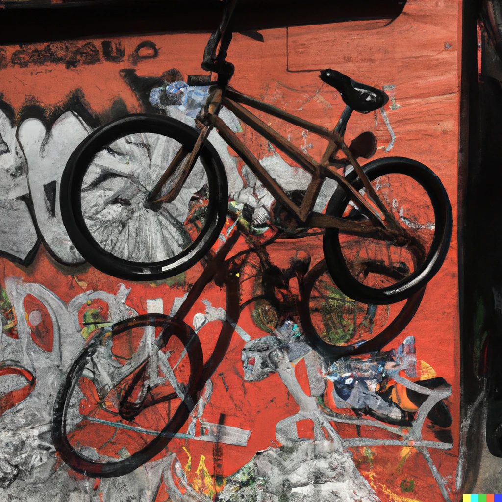 Prompt: A bmx bike floating in New York graffiti 