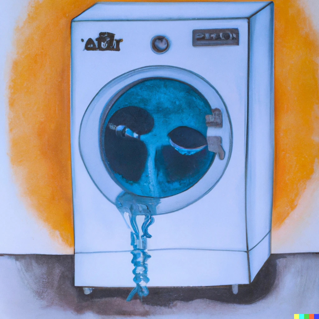 Prompt: A painting of a washing machine that washes humain souls.