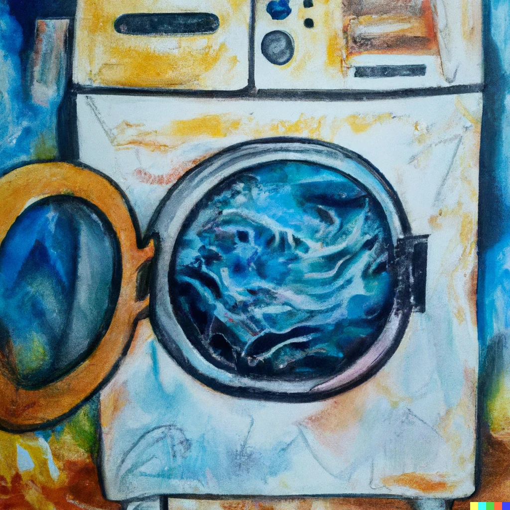 Prompt: A painting of a washing machine that washes humain souls.