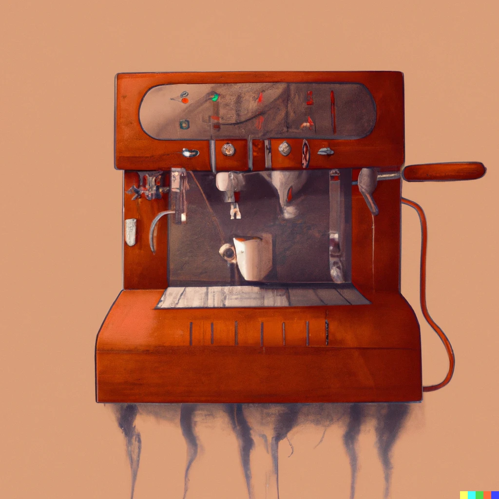 Prompt: A digital art of an expresso machine that makes coffee out of humain souls.